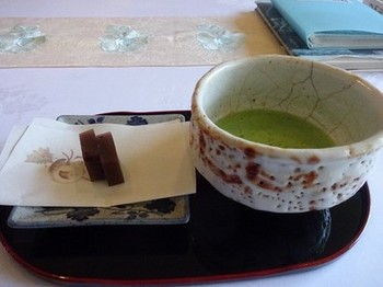 170102三甲美術館⑧、抹茶と羊羹 (コピー).JPG